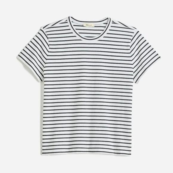 Madewell Cotton Perfect Crewneck Tee Jet Black Stripe Size XS NWT - Picture 6 of 6